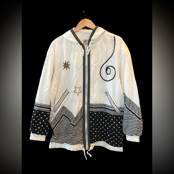 Vintage Giacca Sport Jacket Black White Size XL - Picture 2 of 5